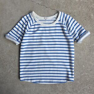 GAP Short Sleeve Sweatshirt Size S Striped Blue & White Roll Sleeve Nautical
